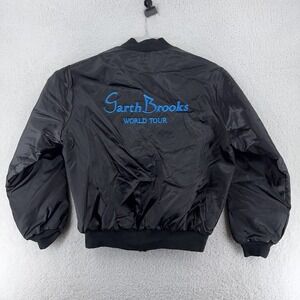 Vintage Garth Brooks World‎ Tour Jacket Mens Large Bomber Embroidered Satin USA